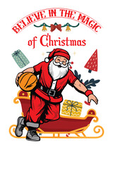 Santa Playing Basketball