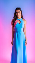 Obraz premium Beautiful woman in elegant heavenly dress