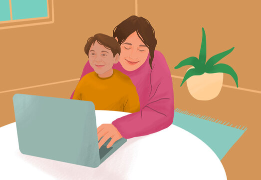 Balancing work and family, conceptual illustration