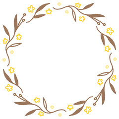 Circle floral daisy flower cute minimal watercolor border frame spring summer wedding day baby shower birthday decoration
