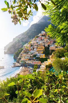 Postiano Italy, 29 october 2023 - The town of Positano on the Amalfi coast seen from uphill