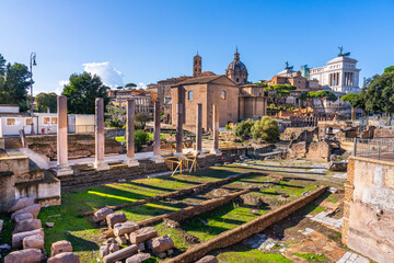 Rome, Italy, 8 november 2023 - Part of the Roman Forum in Rome