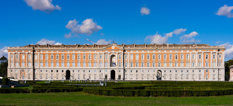 Caserta, Italy, 6 november 2023 - Front of the Royal Palace of Caserta (Reggia di Caserta)