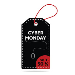 Cyber Monday sale tag up to 50%, Banner for advertising, Vector illustration eps 10
