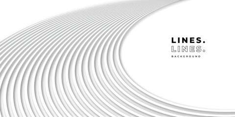 Obraz premium Curve lines abstract pattern with shadow. White stripes seamless pattern background template copy space. Fluid and dynamic elegant line backdrop. Suitable for poster, banner, magazine, or catalog.
