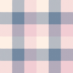 Buffalo Plaid seamless patten. Vector checkered pink and gray plaid textured background. Traditional gingham fabric print. Flannel winter plaid texture for fashion, print, design.
