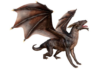 Fototapeta premium 3D Rendering Fairy Tale Dragon on White