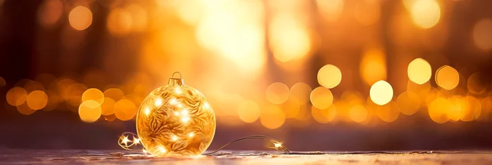 Fotobehang golden bokeh lights represent hope and the promise of better days during the holiday season. © Maximusdn