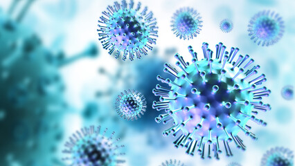Covid-19, Coronavirus. Scientific background. 3d illustration.