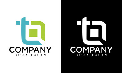 Abstract QT TQ letter simple style business logo design vector template.