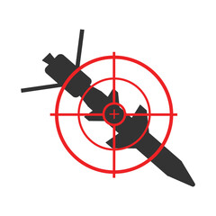 Cruise missle target icon. Patriot rocket defense vector ilustration. - obrazy, fototapety, plakaty
