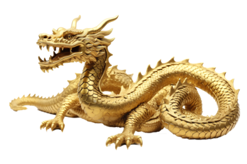 gold dragon ,Chinese zodiac, isolated white background