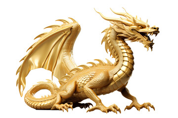 Fototapeta premium gold dragon ,Chinese zodiac, isolated white background