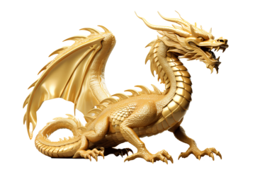 gold dragon ,Chinese zodiac, isolated white background