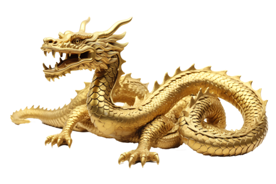 gold dragon ,Chinese zodiac, isolated white background
