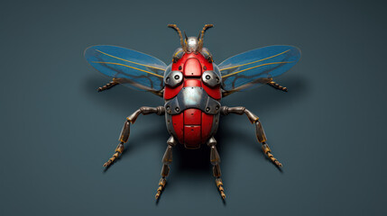 Naklejka premium Toy bug, bug figurine. A software bug concept in programming language, error, unexpected problem 