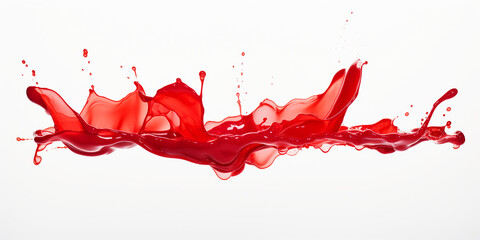red paint splash, isolated on white background. Generative AI image.
