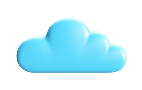 simple blue cloud, isolated, PNG. Generative AI image.