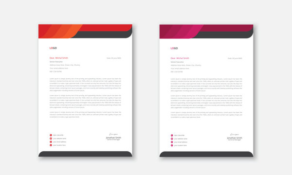 Colorful simple letterhead template design