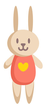 Cute soft toy baby bunny. Simple png illustration isolated on transparent background.