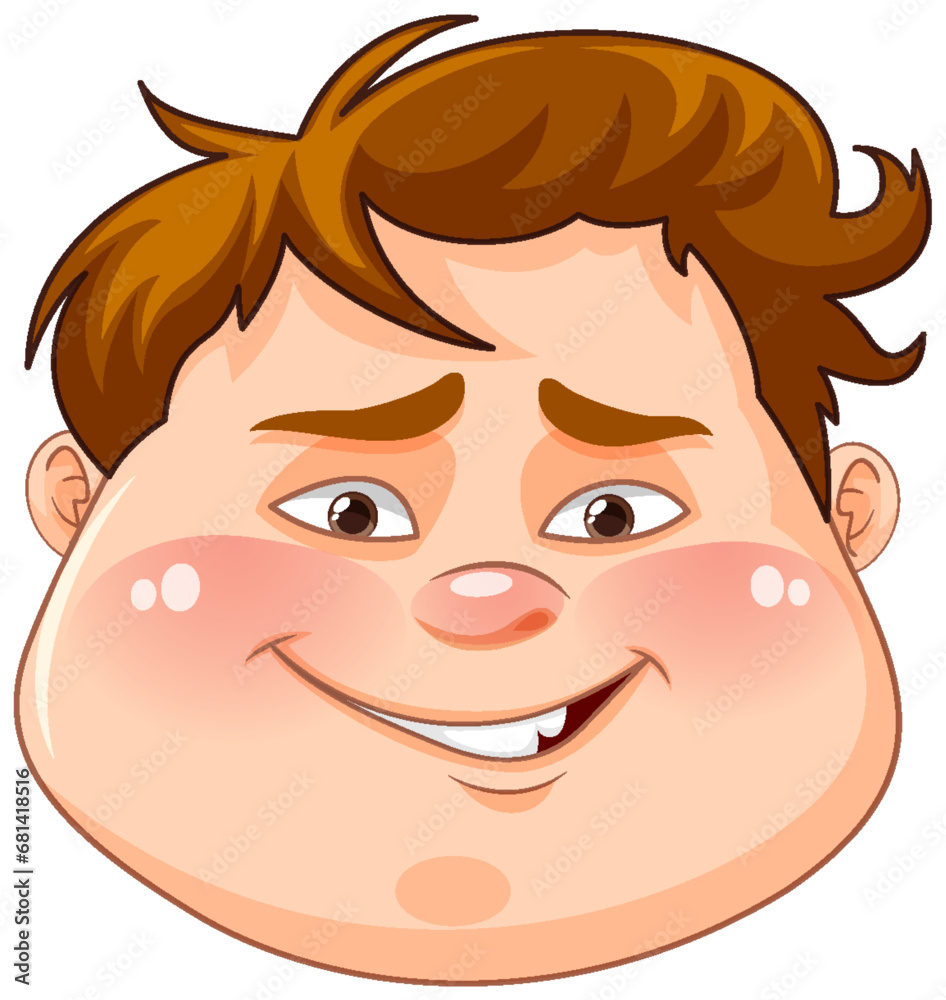 Sticker face of fat boy cartoon