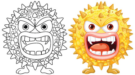 Spiky Bacteria Germ Virus Monster Cartoon Character