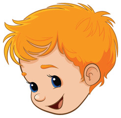 Smiling Cartoon Boy with Orange Hair