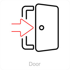 Door and door open icon concept 