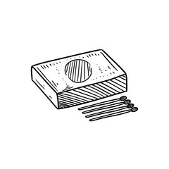matches camping equipment hand drawn