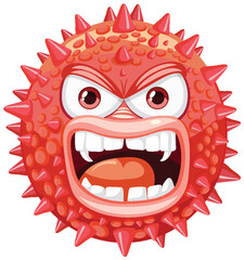 Spiky Bacteria Germ Virus Monster Cartoon Character