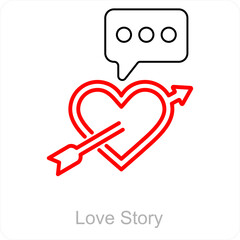 Love Story and heart icon concept 