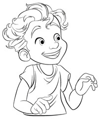 Cute Boy Cartoon Character Outline Illustration
