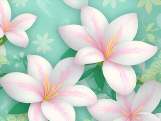 white frangipani flowers background, ai generative 
