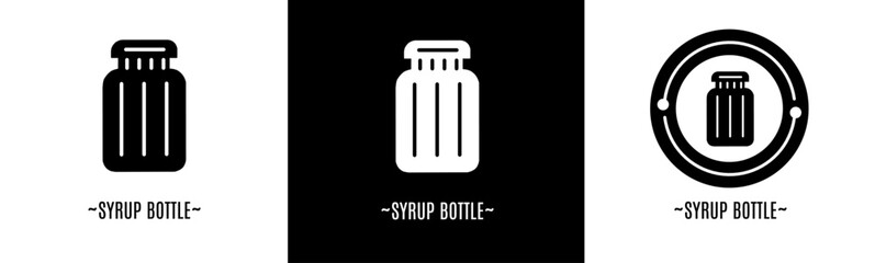 Syrup bottle logo set. Collection of black and white logos. Stock vector.