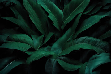 Dark mysterious style turtle leaf green leaves wallpaper - obrazy, fototapety, plakaty