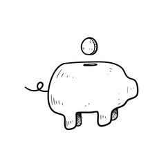 piggy bank handdrawn illustration 