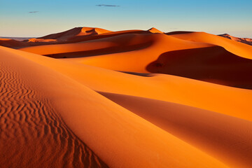 Sand dunes in the Sahara Desert, Merzouga, Morocco - obrazy, fototapety, plakaty