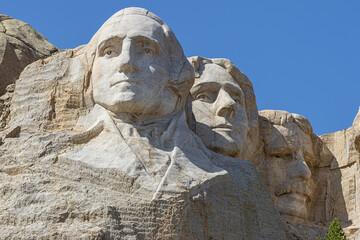 Mount Rushmore with the heads of George Washington, Thomas Jefferson and Theodore Roosevelt, located near Keystone, South Dakota