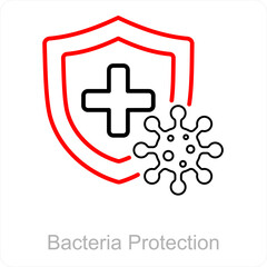 Bacteria Protection and protect icon concept 