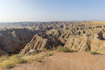 Deeply eroded gullies in the Badlands, seen from the Big Badlands Overlook