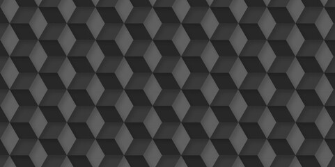 Abstract cubes geometric dark black color backdrop hexagon technology. Abstract geometric black block cube structure mosaic and tile square background. Seamless geometric pattern abstract background.