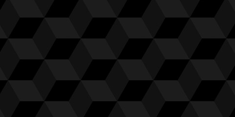 Abstract cubes geometric dark black color backdrop hexagon technology. Abstract geometric black block cube structure mosaic and tile square background. Seamless geometric pattern abstract background.