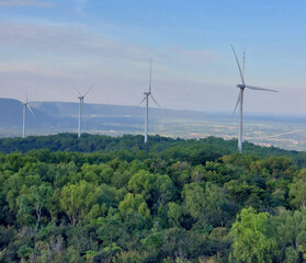 Wind Turbines generating electricity at Lam Takhong Power Plant in Thailand.