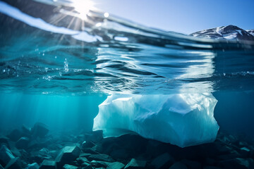 the hidden world beneath the water's surface, embodying the way icebergs float and change position,...