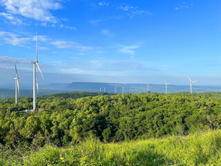 Wind Turbines generating electricity at Lam Takhong Power Plant in Thailand.