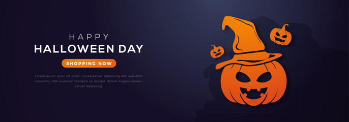 Happy Halloween Day Paper cut style Vector Design Illustration for Background, Poster, Banner, Advertising, Greeting Card