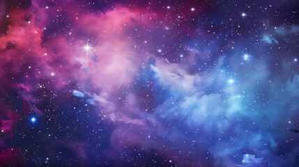 Naklejka premium Purple and blue stars in a space background