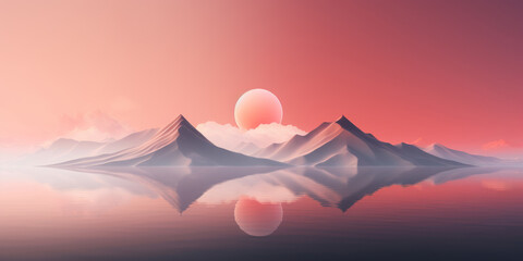 Abstract new age nature minimalism background in pink, free space for text