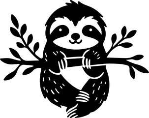Cute Sloth Silhouette Vector Graphic Hand Drawn Design