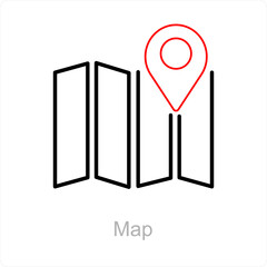 Map and pin icon concept